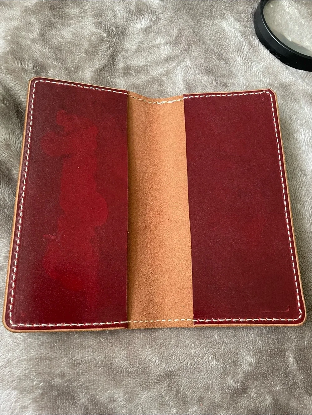 Burgundy Leather Long Bifold Wallet/ notebook holder
